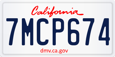 CA license plate 7MCP674