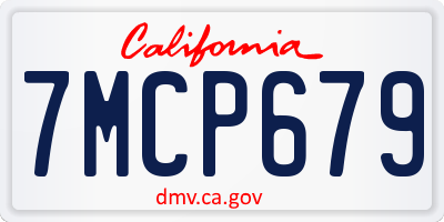 CA license plate 7MCP679