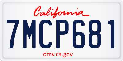 CA license plate 7MCP681