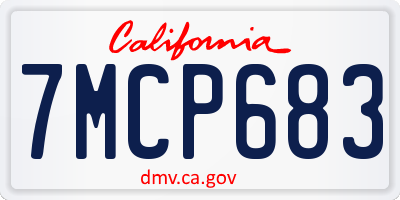 CA license plate 7MCP683