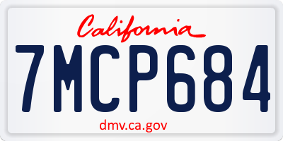 CA license plate 7MCP684