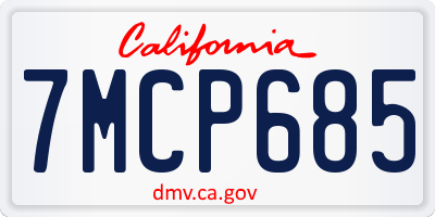 CA license plate 7MCP685