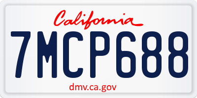 CA license plate 7MCP688