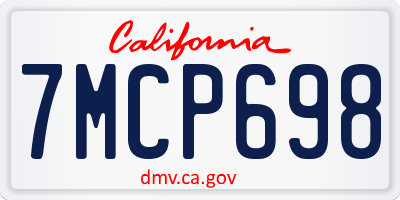 CA license plate 7MCP698