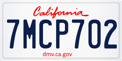 CA license plate 7MCP702