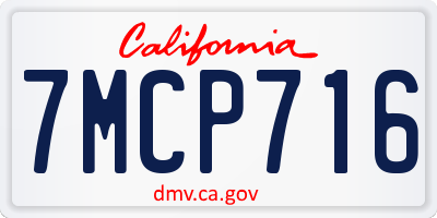 CA license plate 7MCP716