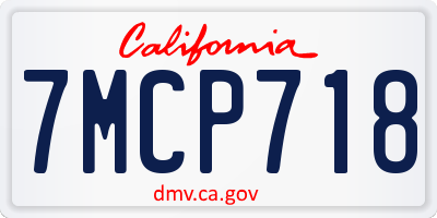 CA license plate 7MCP718
