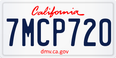 CA license plate 7MCP720