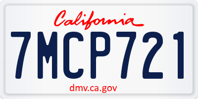 CA license plate 7MCP721