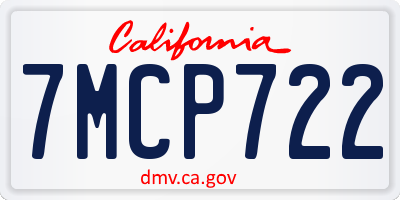 CA license plate 7MCP722