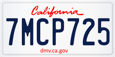 CA license plate 7MCP725