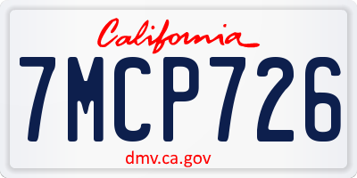 CA license plate 7MCP726