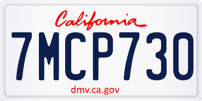 CA license plate 7MCP730