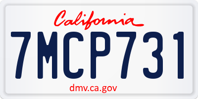CA license plate 7MCP731