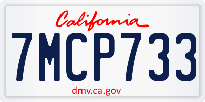 CA license plate 7MCP733