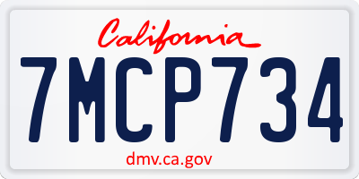 CA license plate 7MCP734