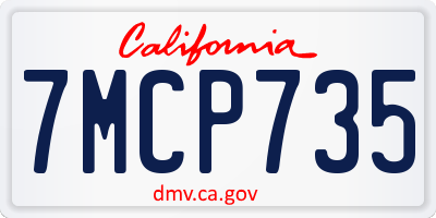 CA license plate 7MCP735