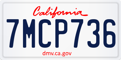 CA license plate 7MCP736