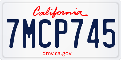 CA license plate 7MCP745