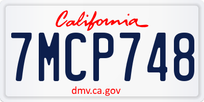 CA license plate 7MCP748
