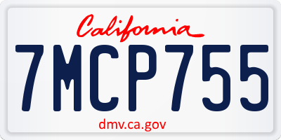 CA license plate 7MCP755