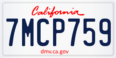 CA license plate 7MCP759