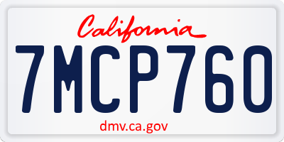 CA license plate 7MCP760