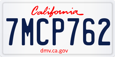 CA license plate 7MCP762