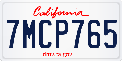 CA license plate 7MCP765