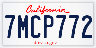 CA license plate 7MCP772