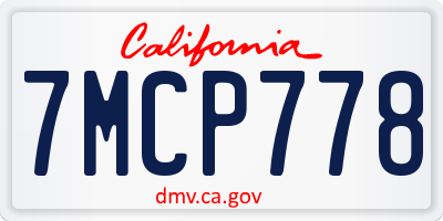 CA license plate 7MCP778