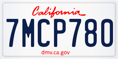 CA license plate 7MCP780