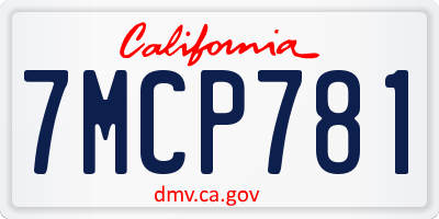 CA license plate 7MCP781