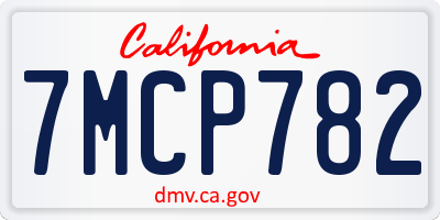 CA license plate 7MCP782