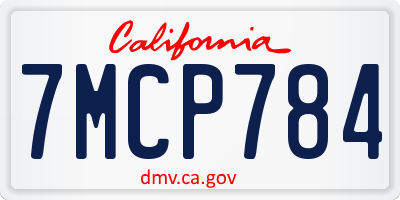 CA license plate 7MCP784