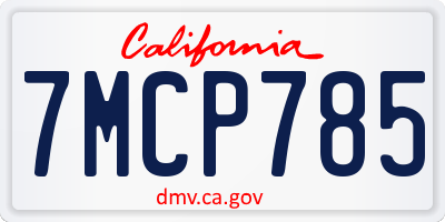 CA license plate 7MCP785