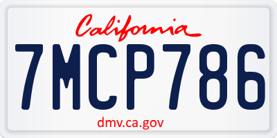 CA license plate 7MCP786