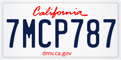 CA license plate 7MCP787