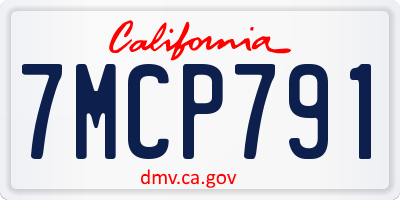 CA license plate 7MCP791