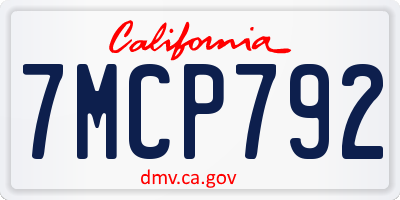 CA license plate 7MCP792