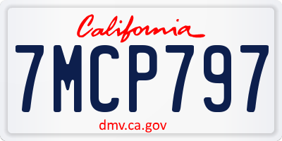 CA license plate 7MCP797
