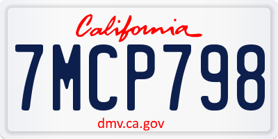 CA license plate 7MCP798