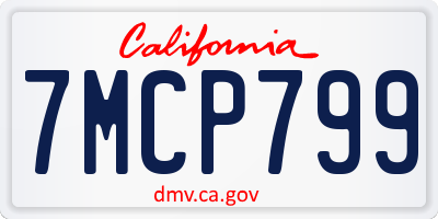 CA license plate 7MCP799