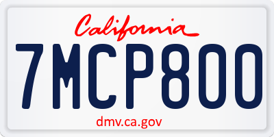 CA license plate 7MCP800