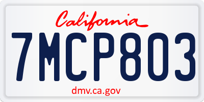 CA license plate 7MCP803