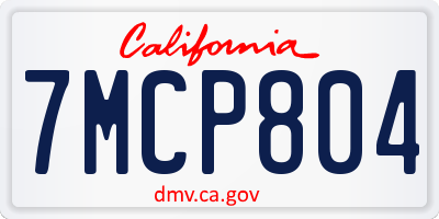 CA license plate 7MCP804