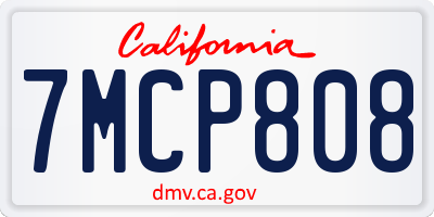 CA license plate 7MCP808