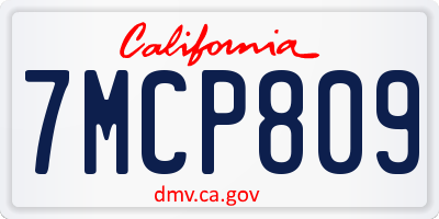 CA license plate 7MCP809