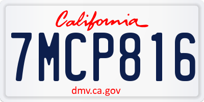 CA license plate 7MCP816