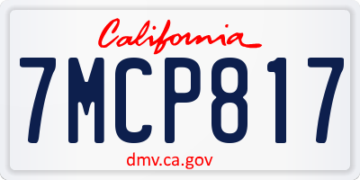 CA license plate 7MCP817